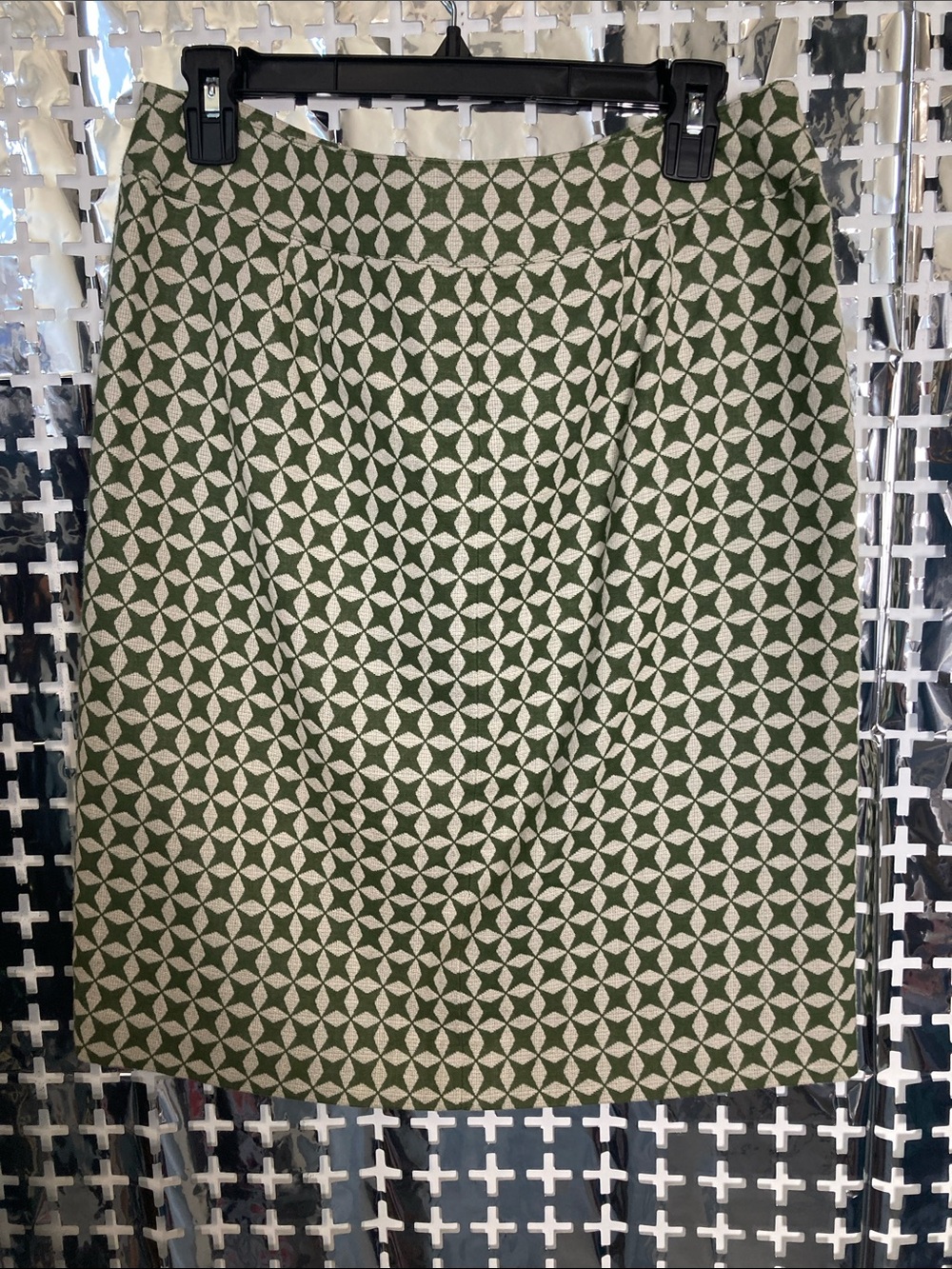 LOFT Olive and Cream Geometric Pencil Skirt - Picture 3 of 3